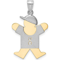 14K Two-Tone Boy with Hat Pendant featuring Round Diamonds - 0.015 Carat Total Diamond Weight by Oro Pregiato