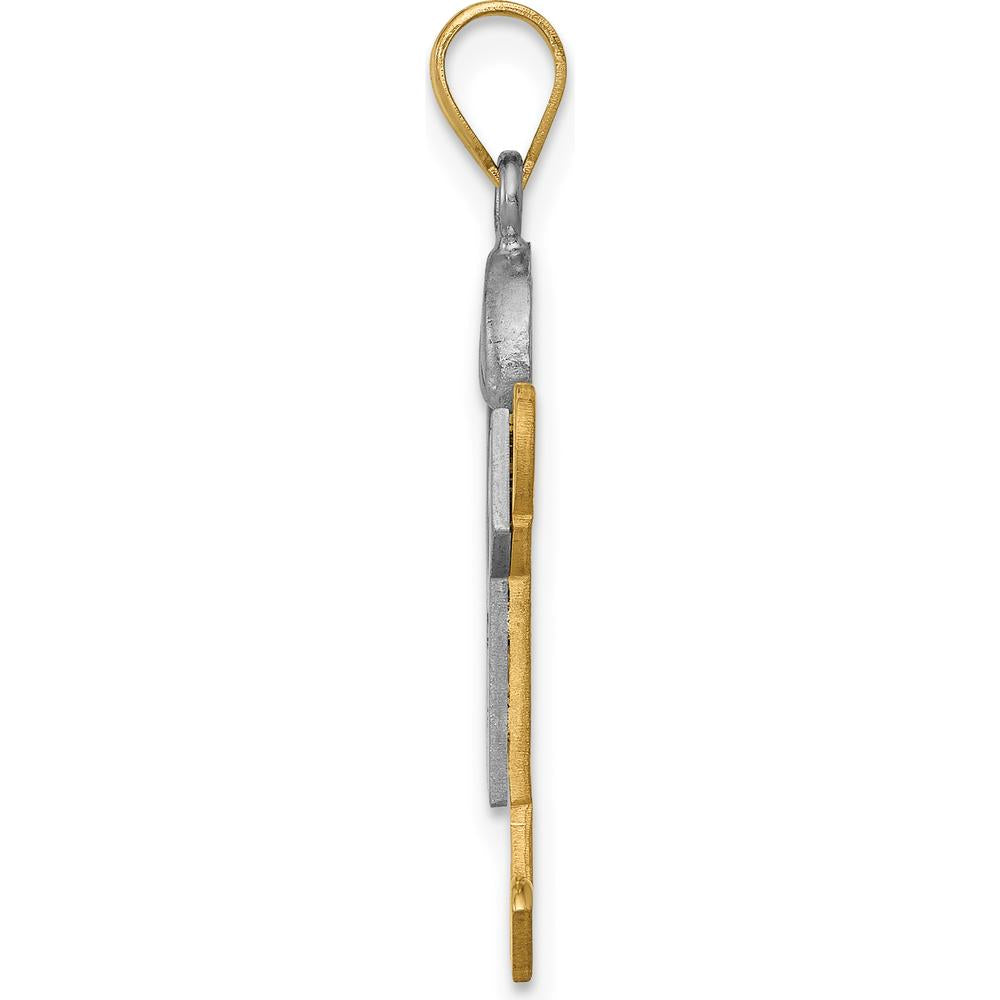 14K Two-Tone Boy with Hat Pendant featuring Round Diamonds - 0.015 Carat Total Diamond Weight by Oro Pregiato