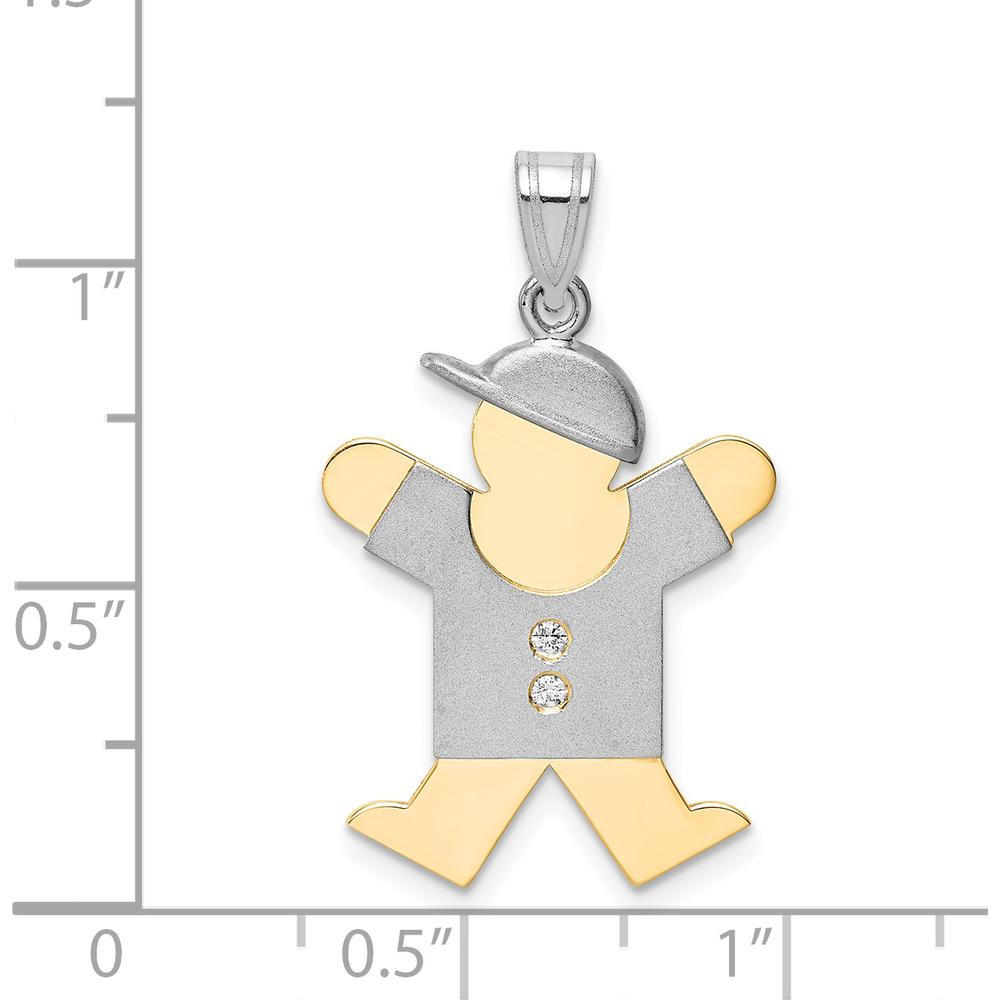 14K Two-Tone Boy with Hat Pendant featuring Round Diamonds - 0.015 Carat Total Diamond Weight by Oro Pregiato