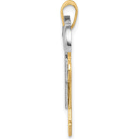 14K Two-Tone Boys Engravable Kiss Charm Pendant - 25mm x 35mm by Oro Pregiato