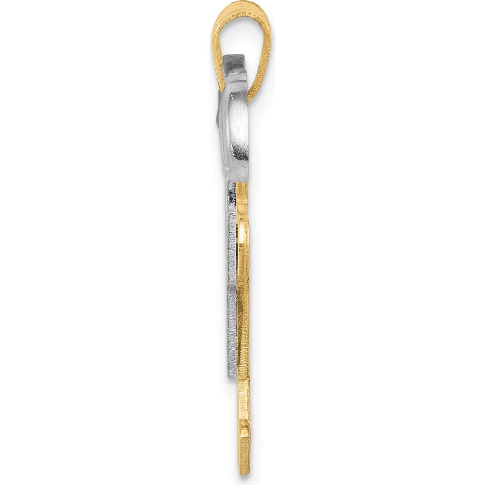 14K Two-Tone Boys Engravable Kiss Charm Pendant - 25mm x 35mm by Oro Pregiato
