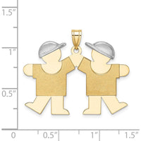 14K Two-Tone Boys Kiss Engravable Charm Pendant - 31mm x 33mm by Oro Pregiato