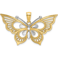 14K Two-Tone Butterfly Charm with Diamond-Cut Detail - 37.6mm x 25.6mm by Oro Pregiato