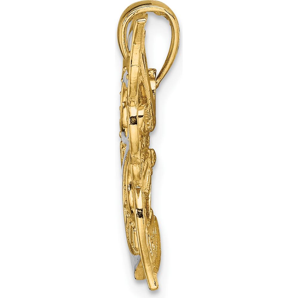 14K Two-Tone Butterfly Charm with Diamond-Cut Detail - 37.6mm x 25.6mm by Oro Pregiato