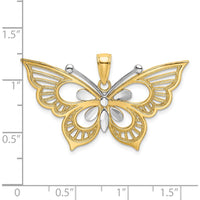 14K Two-Tone Butterfly Charm with Diamond-Cut Detail - 37.6mm x 25.6mm by Oro Pregiato