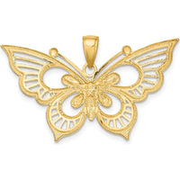 14K Two-Tone Butterfly Charm with Diamond-Cut Detail - 37.6mm x 25.6mm by Oro Pregiato