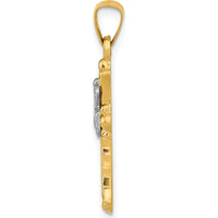 14K Two-Tone Claddagh Cross Pendant - Faith, Love & Loyalty Design by Oro Pregiato