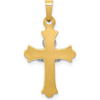 14K Two-Tone Claddagh Cross Pendant - Faith, Love & Loyalty Design by Oro Pregiato