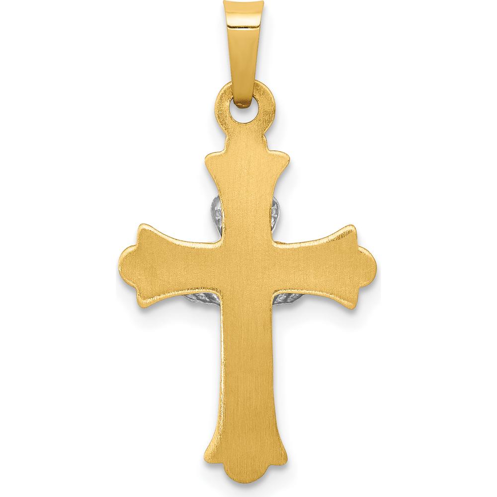 14K Two-Tone Claddagh Cross Pendant - Faith, Love & Loyalty Design by Oro Pregiato