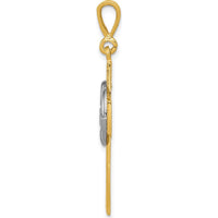 14K Two-Tone Claddagh Cross Pendant with Textured Back - Symbol of Love and Loyalty by Oro Pregiato