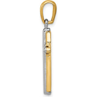14K Two-Tone Cross Pendant in Yellow and White Gold - 31mm Length by Oro Pregiato