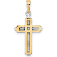 14K Two-Tone Cross Pendant in Yellow and White Gold - 31mm Length by Oro Pregiato