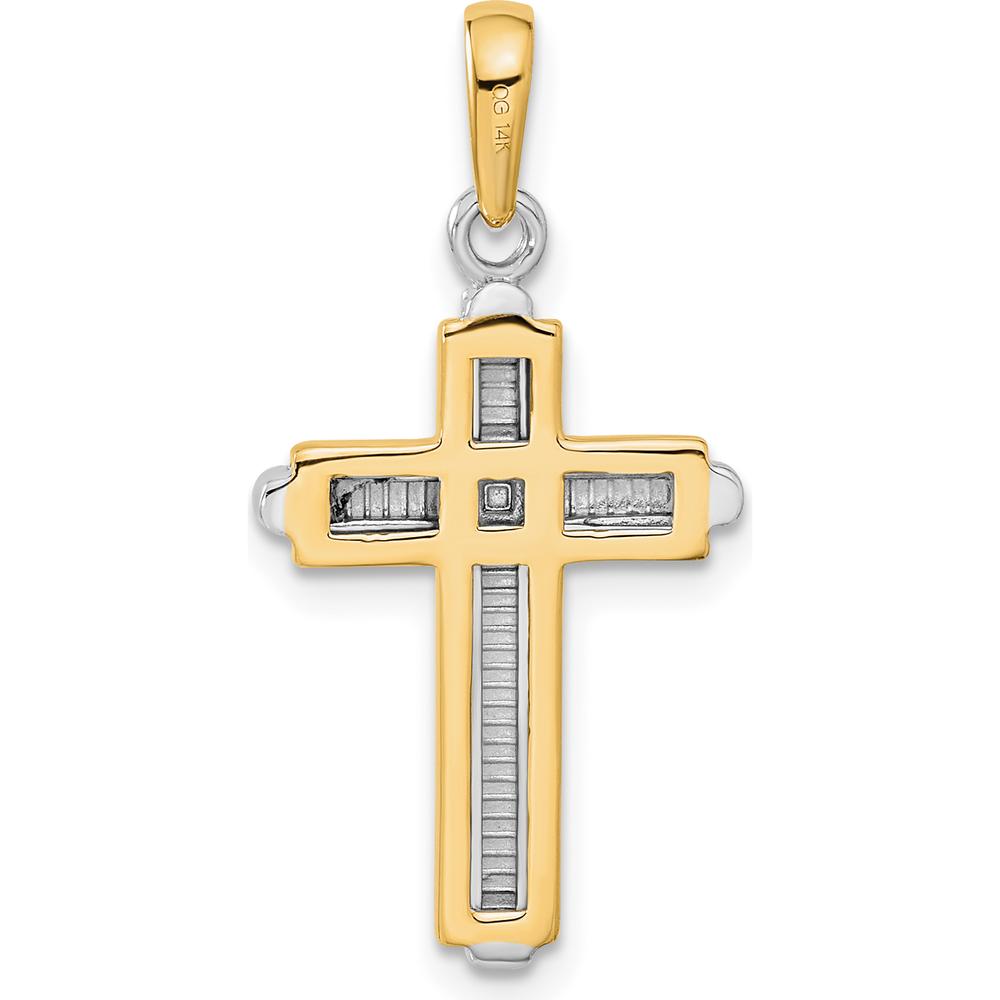 14K Two-Tone Cross Pendant in Yellow and White Gold - 31mm Length by Oro Pregiato
