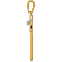 14K Two-Tone Cross Pendant with Crown of Thorns - 44mm Length by Oro Pregiato