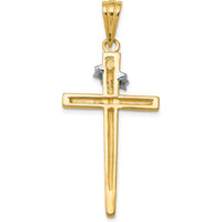 14K Two-Tone Cross Pendant with Crown of Thorns - 44mm Length by Oro Pregiato