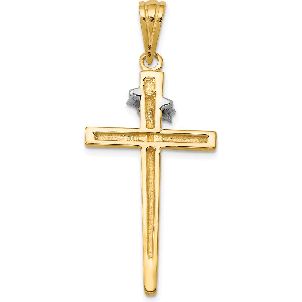14K Two-Tone Cross Pendant with Crown of Thorns - 44mm Length by Oro Pregiato