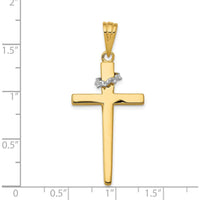14K Two-Tone Cross Pendant with Crown of Thorns - 44mm Length by Oro Pregiato
