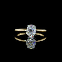 14K Two Tone Cushion Brilliant Solitaire Engagement Ring with 1.03 Carat Lab Grown E VVS2 Diamond - Covaloro Fine Jewelry