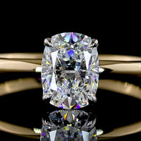 14K Two Tone Cushion Brilliant Solitaire Engagement Ring with 1.03 Carat Lab Grown E VVS2 Diamond - Covaloro Fine Jewelry