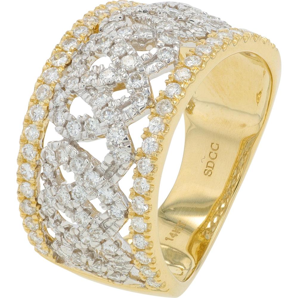 14K Two-Tone Diamond Band Ring with 2.00 Carat Total Diamond Weight