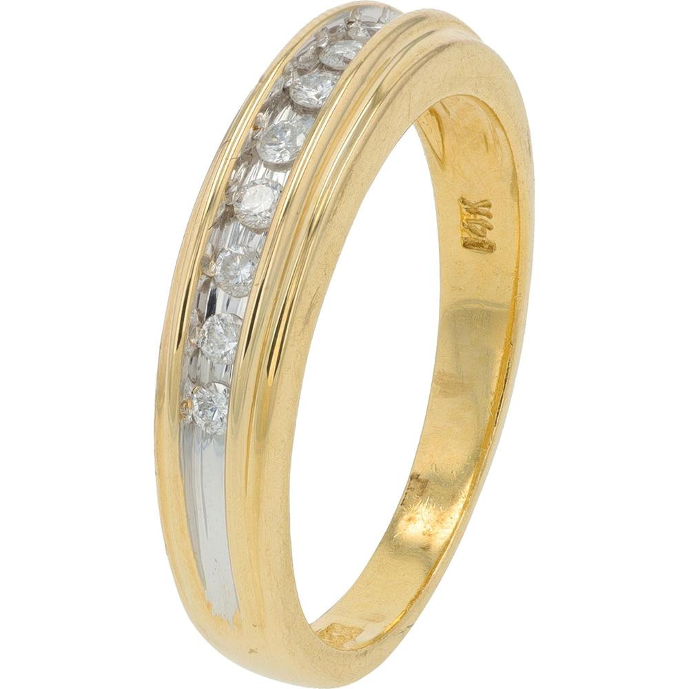 14K Two-Tone Diamond Band with Prong - Set Diamonds - 0.22 Carat Total Diamond Weight