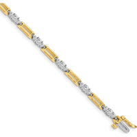 14K Two-Tone Diamond Bar Link Tennis Bracelet with Round Diamonds - 2.1mm & 3.2mm - 2.1 Carat Total Diamond Weight by Monteluci Fine Jewelry