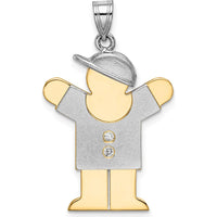 14K Two-Tone Diamond Boy with Hat Pendant - 0.03 Carat Total Diamond Weight by Oro Pregiato