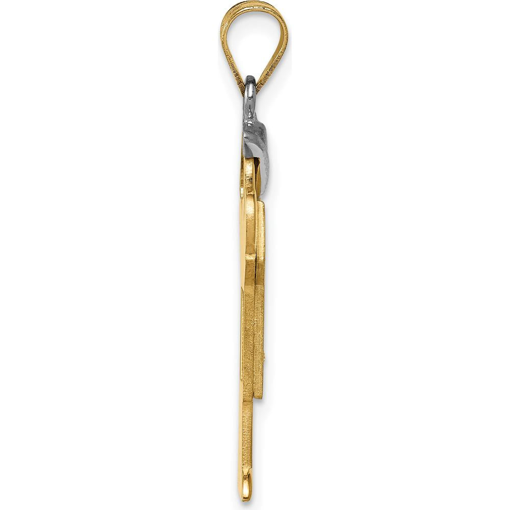 14K Two-Tone Diamond Boy with Hat Pendant - 0.03 Carat Total Diamond Weight by Oro Pregiato