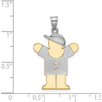 14K Two-Tone Diamond Boy with Hat Pendant - 0.03 Carat Total Diamond Weight by Oro Pregiato