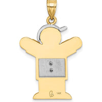 14K Two-Tone Diamond Boy with Hat Pendant - 0.03 Carat Total Diamond Weight by Oro Pregiato