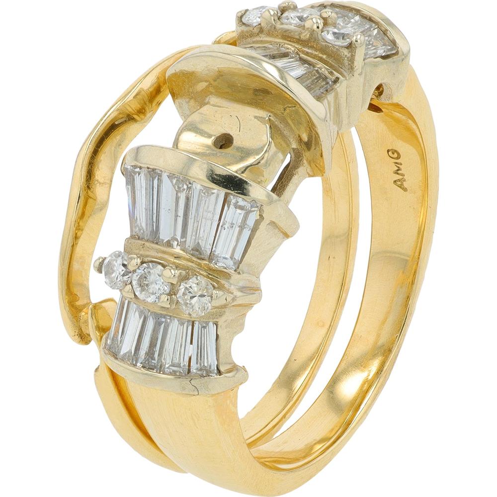 14K Two-Tone Diamond Bridal Set with 0.804 Carat Diamonds in Prong Setting