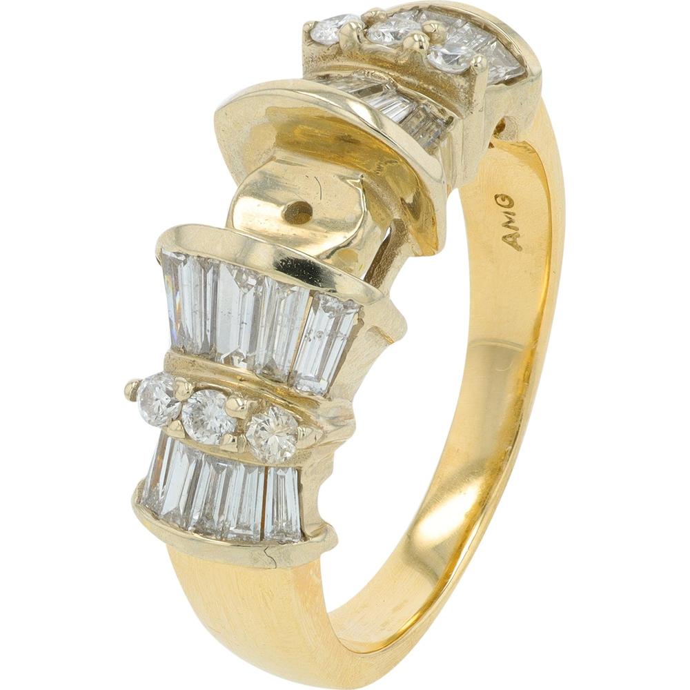 14K Two-Tone Diamond Bridal Set with 0.804 Carat Diamonds in Prong Setting