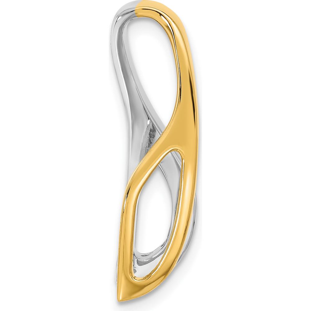 14K Two-Tone Diamond Channel-Set Slide Mounting for Omega Necklace - Fits 6mm Regular/8mm Fancy Omega by Oro Pregiato