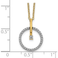 14K Two-Tone Diamond Circle Pendant Necklace with 32 Round Diamonds - 0.05 Carat Total Diamond Weight by Monteluci Fine Jewelry