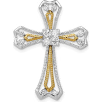 14K Two-Tone Diamond Cross Slide Pendant with Natural Diamonds - 1/3 Carat Total Diamond Weight by Monteluci Fine Jewelry