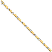 14K Two-Tone Diamond Curved Bar Link 7" Tennis Bracelet with 11 Round Diamonds - 2.75 Carat Total Diamond Weight by Monteluci Fine Jewelry