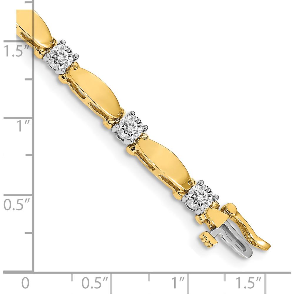 14K Two-Tone Diamond Curved Bar Link 7" Tennis Bracelet with 11 Round Diamonds - 2.75 Carat Total Diamond Weight by Monteluci Fine Jewelry