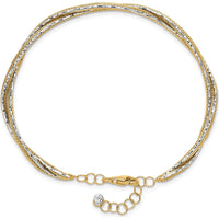 14K Two-Tone Diamond-Cut and Textured Braided Bangle Bracelet with Safety Clasp - 6.7mm Width by Oro Pregiato