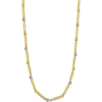 14K Two-Tone Diamond-Cut Bead & Bar Bracelet - 7.25" by Orozza Fine Jewelry