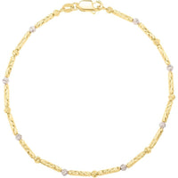 14K Two-Tone Diamond-Cut Bead & Bar Bracelet - 7.25" by Orozza Fine Jewelry