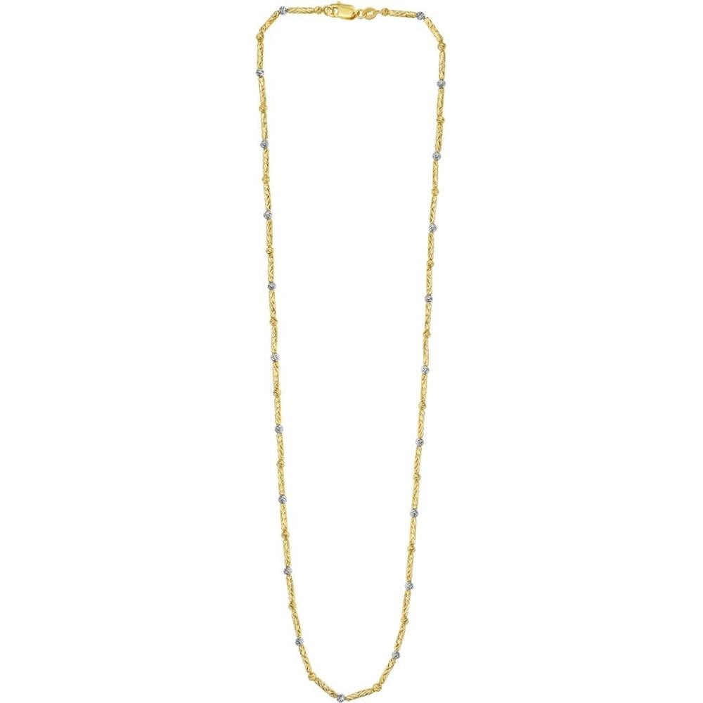 14K Two-Tone Diamond-Cut Bead & Bar Bracelet - 7.25" by Orozza Fine Jewelry