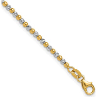 14K Two-Tone Diamond-cut Beaded 7.5" Bracelet - Polished Gold, Lobster Clasp by Oro Pregiato