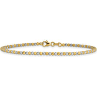 14K Two-Tone Diamond-cut Beaded 7.5" Bracelet - Polished Gold, Lobster Clasp by Oro Pregiato