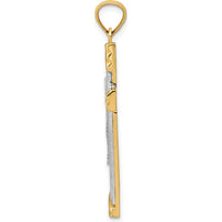 14K Two-Tone Diamond-Cut Cross Pendant - 38mm Length, 19mm Width by Oro Pregiato