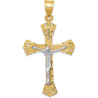 14K Two-Tone Diamond-cut Crucifix Pendant - 50mm Length by Oro Pregiato