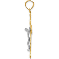 14K Two-Tone Diamond-cut Crucifix Pendant - 50mm Length by Oro Pregiato
