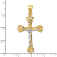 14K Two-Tone Diamond-cut Crucifix Pendant - 50mm Length by Oro Pregiato
