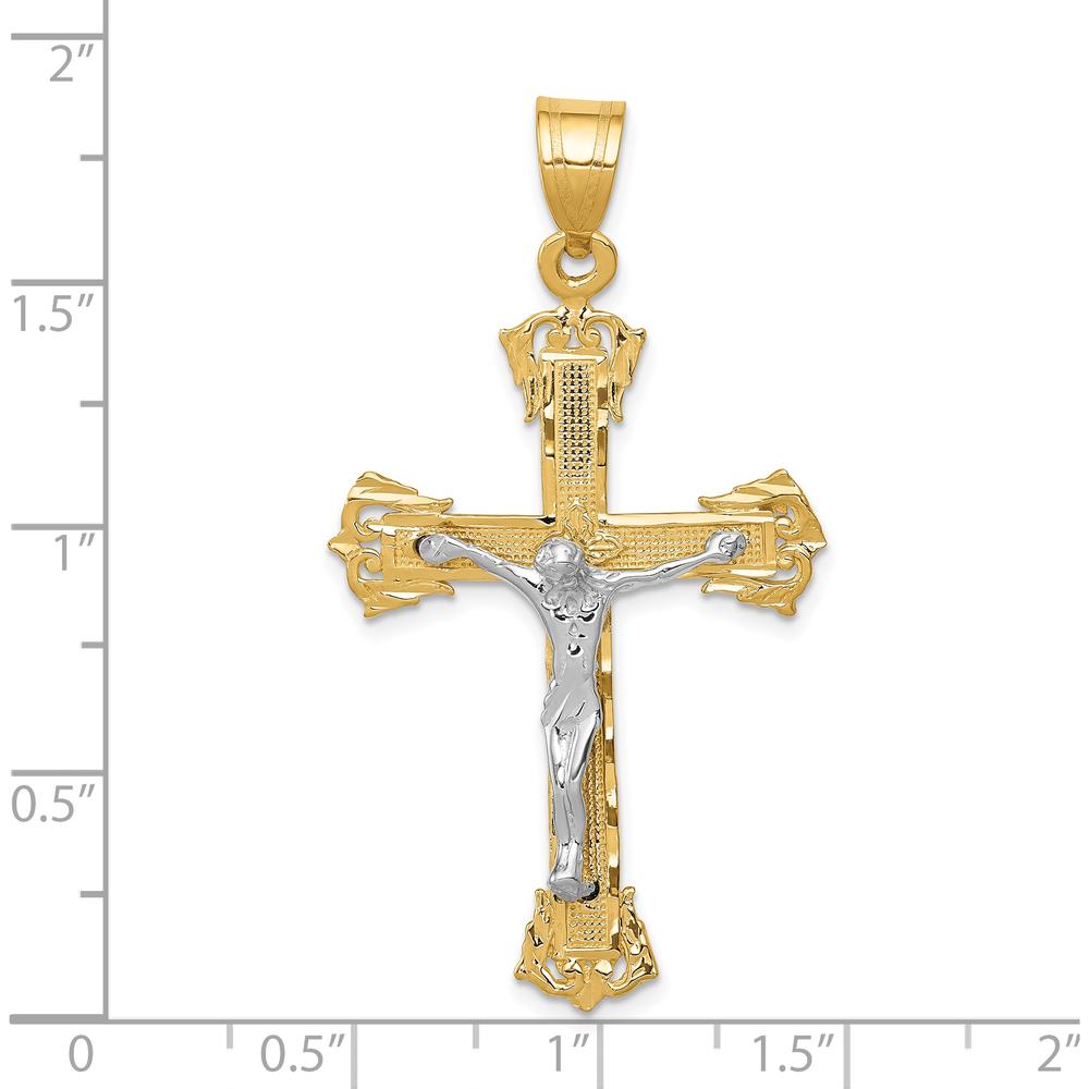 14K Two-Tone Diamond-cut Crucifix Pendant - 50mm Length by Oro Pregiato