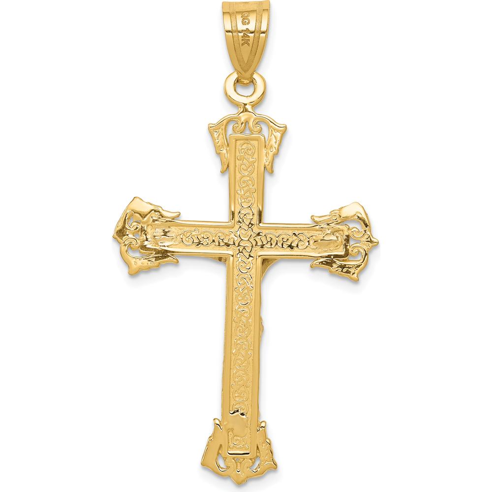 14K Two-Tone Diamond-cut Crucifix Pendant - 50mm Length by Oro Pregiato