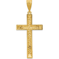 14K Two-Tone Diamond-Cut Crucifix Pendant - Solid Gold Faith Pendant with Polished Finish by Oro Pregiato